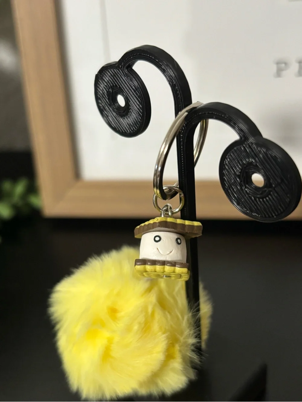 Fuzzy Pom Pom Keychain with S'more Charm - Pick One